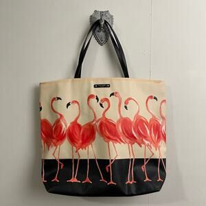 Kate Spade OS tote bag purse flamingos tropical beach vacation luxury watercolor
